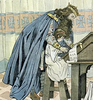 Tsarina Gallery: Charlemagne with a student inventing the school, 1895 (Illustration)