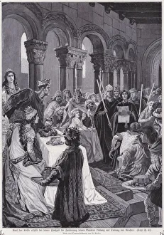 Charles the Bald receiving the demands of his half-brother Louis the German for the division of the Frankish realms Charles the Bald receiving the demands of his half-brother Louis the German for the division of the Frankish realms