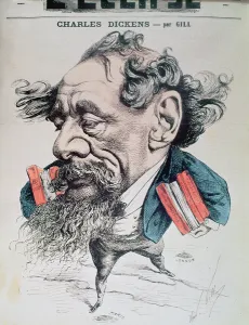 Charles Dickens astride the English Channel, cover illustration from L'Eclipse' Charles Dickens astride the English Channel, cover illustration from L'Eclipse'