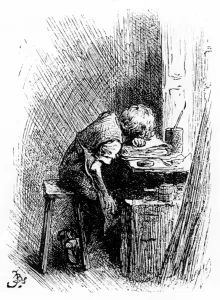 Charles Dickens at the Blacking Factory, an illustration from The Leisure Hour' Charles Dickens at the Blacking Factory, an illustration from The Leisure Hour'