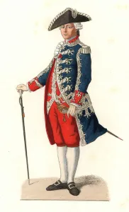 Charles Gravier, Count of Vergennes (1719-1787), in uniform as captain of the guards of the king's door, France, 18th century - Lithography based on an illustration by Edmond Lechevallier-Chevignard (1825-1902) Charles Gravier, Count of Vergennes (1719-1787), in uniform as captain of the guards of the king's door, France, 18th century - Lithography based on an illustration by Edmond Lechevallier-Chevignard (1825-1902)