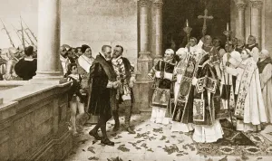 Charles V Entering a Monastery at St. Yuste (litho) Charles V Entering a Monastery at St. Yuste (litho)