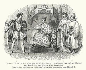 Charles VI in Council with his Grand Master and Chamberlain, his Notary and Treasurer