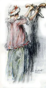 Charlotte detaches Albert pistols to give them to Werther, 1935 (drawing) Charlotte detaches Albert pistols to give them to Werther, 1935 (drawing)