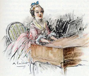 Charlotte playing harpsichord , 1935 (drawing) Charlotte playing harpsichord , 1935 (drawing)
