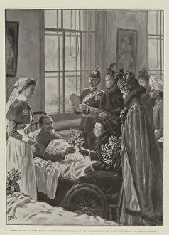 Amedee (after) Forestier Gallery: Cheer for her War-Worn Heroes, the Queen presenting Flowers to the Wounded during her Visit to