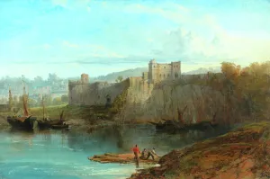 Artists/bernard neyt/chepstow castle wye 1872 oil canvas re lined Artists/bernard neyt/chepstow castle wye 1872 oil canvas re lined