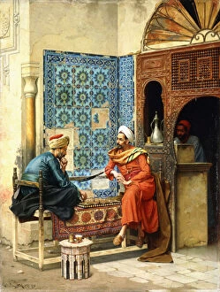 Small Group Of People Collection: The Chess Game, 1896 (oil on panel)