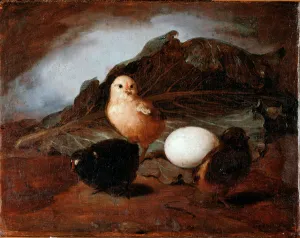 Chicks (chicks) Painting by Francesco Inganni (1793-1873) 1862 Dim 25,6x33,2 cm Genes Chicks (chicks) Painting by Francesco Inganni (1793-1873) 1862 Dim 25,6x33,2 cm Genes