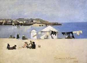 British Artist Gallery: Children on the Beach, St. Ives, 1886 (oil on canvas)