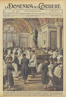 One hundred children born in the Prince's Week (from 12 to 19 February) were baptized... (colour litho)