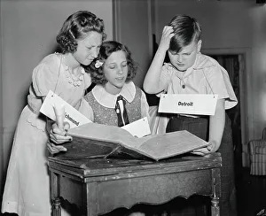 Tournament Gallery: Children with The Courier-Journal spelling bee, Washington DC, 1940 (b/w photo)