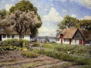 Artist Danish Gallery: Children in a Farmyard, 1936 (oil on canvas)