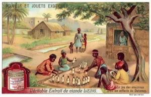 Children playing a game of Amazons in Dahomey (chromolitho) Children playing a game of Amazons in Dahomey (chromolitho)