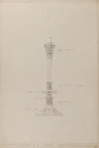 Children's Chapel: proposed silver candlestick, actual size (pencil, ink, brush Children's Chapel: proposed silver candlestick, actual size (pencil, ink, brush