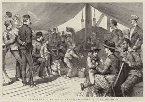 Sea Travel Gallery: Childrens Life on a Troopship, Rope Quoits on Deck (engraving)
