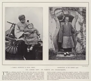 The Chinese baby, its parents and grandparents (b/w photo) The Chinese baby, its parents and grandparents (b/w photo)