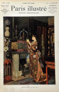 Chinese trinkets A European woman dressed in the Orientale observes her ollection of Chinese trinkets A European woman dressed in the Orientale observes her ollection of