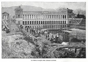 Chivasso -- the Cavour Canal water intake, c.1899 (engraving) Chivasso -- the Cavour Canal water intake, c.1899 (engraving)