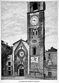 Chivasso, the facade of the cathedral with the bell tower, 1899 (engraving) Chivasso, the facade of the cathedral with the bell tower, 1899 (engraving)