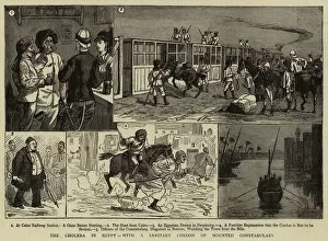 Cordon Gallery: The Cholera in Egypt, with a Sanitary Cordon of Mounted Constabulary (engraving)