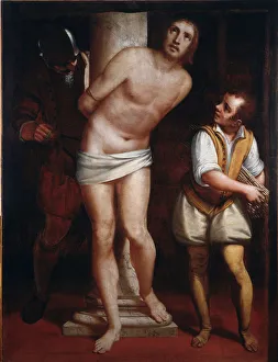 Christ at the column or the scourging Painting by Luca Cambiaso (1527-1585 Christ at the column or the scourging Painting by Luca Cambiaso (1527-1585