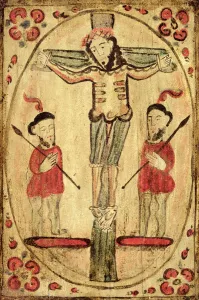 Christ on the Cross and Two Figures (oil on panel) Christ on the Cross and Two Figures (oil on panel)