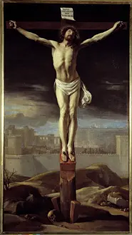 Christ on the cross. Painting by Philippe De Champaigne (1602-1674) Ec. Flam Christ on the cross. Painting by Philippe De Champaigne (1602-1674) Ec. Flam