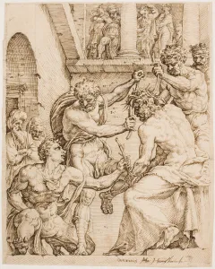Christ Being Crowned with Thorns, c. 1548 (Pen, brown ink and black chalk on buff paper) Christ Being Crowned with Thorns, c. 1548 (Pen, brown ink and black chalk on buff paper)