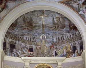 Majesty Gallery: Christ Enthroned surrounded by the Apostles and Saints Pudentiana and Praxedis, in the Apse