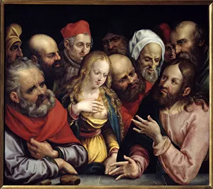 Christ and the Woman Adultere Painting on Cardboard by Jobst Harrich (1580-1617) 1617 Sun. 0, 73x0, 84 m Christ and the Woman Adultere Painting on Cardboard by Jobst Harrich (1580-1617) 1617 Sun. 0, 73x0, 84 m