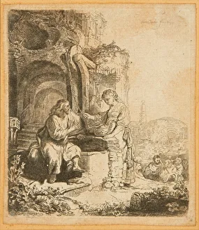 Christ and the Woman of Samaria, Among Ruins (etching) Christ and the Woman of Samaria, Among Ruins (etching)