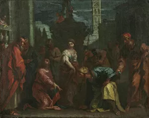 Baroque Style Gallery: Christ and the Woman Taken in Adultery, mid 1700s (oil on canvas)