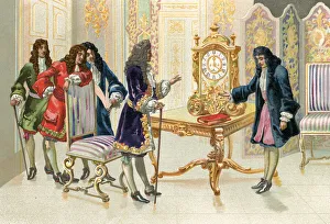 Christiaan Huygens presenting the pendulum clock to Louis XIV Christiaan Huygens presenting the pendulum clock to Louis XIV