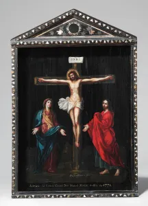 A Christian Lacquer Shrine (Seigan), painting 18th century A Christian Lacquer Shrine (Seigan), painting 18th century