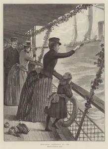 Sea Travel Gallery: Christmas Greetings at Sea (engraving)