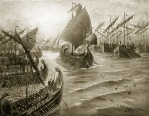 Cimon takes command of the Greek Fleet, illustration from Hutchinson' Cimon takes command of the Greek Fleet, illustration from Hutchinson'