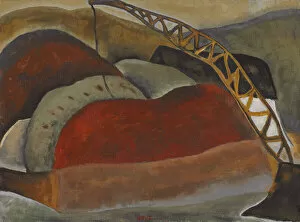 Water Vehicle Gallery: Cinder Barge and Derrick, 1931 (oil on canvas)