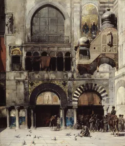 Circassian Cavalry Awaiting their Commanding Officer at the Door of a Byzantine Monument Circassian Cavalry Awaiting their Commanding Officer at the Door of a Byzantine Monument