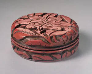 Circular Carved Cinnabar Box and Cover (lacquered wood) Circular Carved Cinnabar Box and Cover (lacquered wood)