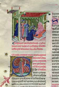 Citizens of Barcelona Swearing Allegiance to the Count, from a manuscript of the Llibre Verd Citizens of Barcelona Swearing Allegiance to the Count, from a manuscript of the Llibre Verd