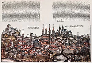 The city of Bamberg, from the Liber Chronicarum, by Hartmann Schedel, 1493 (woodblock print)