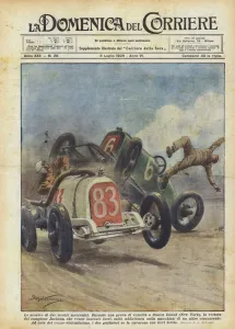 Car Motor Gallery: The clash of two mechanical monsters (colour litho)