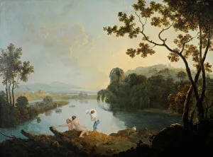 Classical landscape with boys bathing (oil on canvas) Classical landscape with boys bathing (oil on canvas)