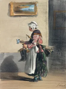 The Cleaning Lady, from Les Femmes de Paris, 1841-42 (colour litho) The Cleaning Lady, from Les Femmes de Paris, 1841-42 (colour litho)