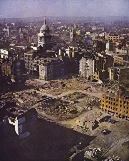 Cleared site of buildings destroyed by German bombing during the Blitz, City of London Cleared site of buildings destroyed by German bombing during the Blitz, City of London