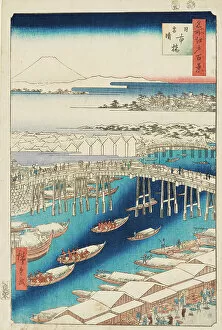 Fuji Gallery: Clearing After Snow at Nihonbashi Bridge, 1856 (woodblock print, with bokashi)