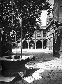 Architecture - France - Photograph Gallery: Cluny Hotel seen from the courtyard, Paris (b / w photo)