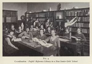 Co-ordination, Pupils Reference Library in a New Senior Girls School (b / w photo)