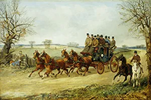 Images Dated 20th April 2011: A Coach and Four on an Autumn Road, (oil on panel)
